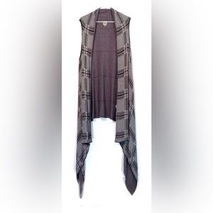 Como Vintage 100% Rayon Sleeveless Plaid Open Asymmetrical Cardigan Size SMALL